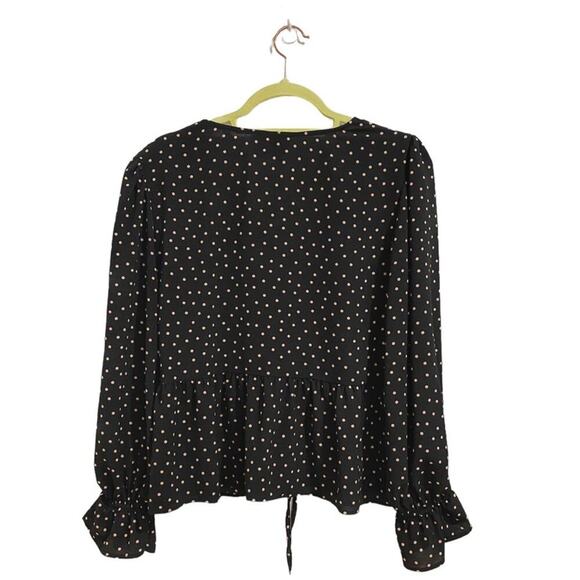 Asos Black Polka Dot Blouse Sz 6 - Picture 9 of 11